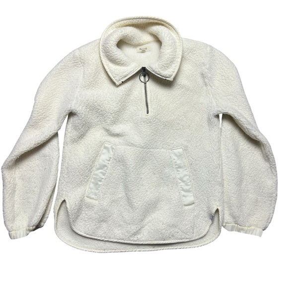 Womens Madewell Polartec Fleece Popover Jacket Antique Cream Sherpa Size XS - Picture 2 of 7